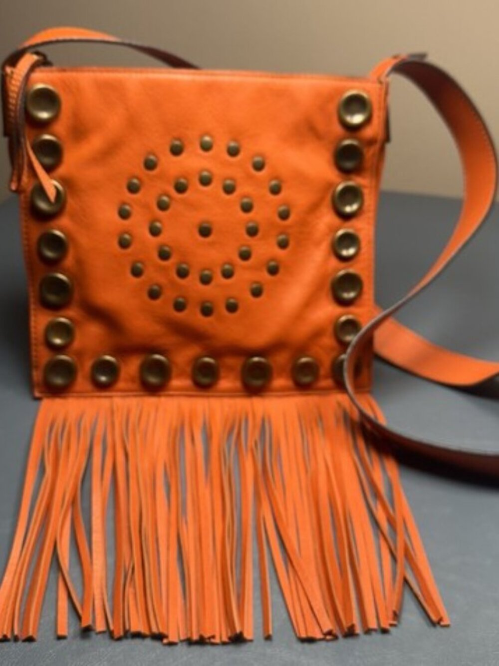 HYPE Orange Leather Studded Fringe Bag (NWT) - Picture 11 of 11